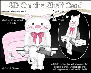 3D on the Shelf Card Kit - Little White Cat Bella