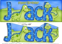 Large Dl Birthday Jack Denis Dinosaur Card & 3D Decoupage