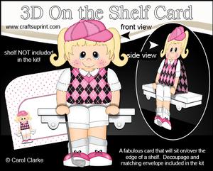 3D on the Shelf Card Kit - Golfing Girl Mary