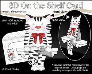 3D on the Shelf Card Kit - Muffin the B & W Stripey Cat