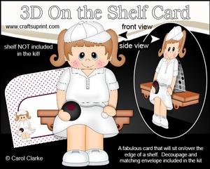 3D on the Shelf Card Kit - Lawn Bowls Girl Ruby