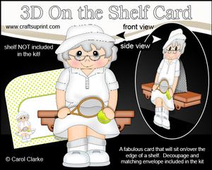 3D on the Shelf Card Kit - Little Tennis Old Lady Clara