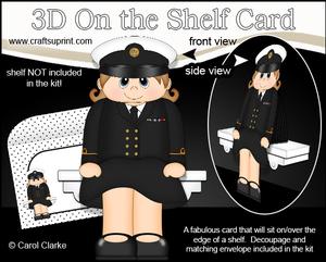 3D on the Shelf Card Kit - Navy Woman Paula