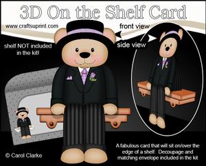 3D on the Shelf Card Kit - Wedding Groom Austin Bear
