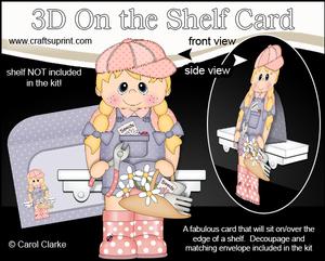 3D on the Shelf Card Kit - Little Gardening Girl Sara