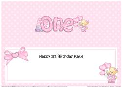 Lge Dl 1st Birthday Katie Teddy Insert
