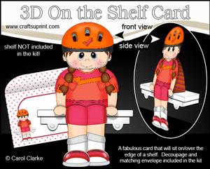 3D on the Shelf Card Kit - Little Cyclist Girl Madge
