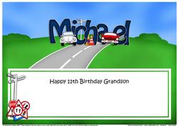 Large Dl 11th Birthday Grandson Michael Cars Insert