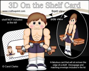 3D on the Shelf Card Kit - Weightlifter Dumbell Boy Dan