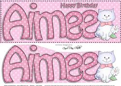 Large Dl Birthday Aimee Cat Card & 3D Decoupage