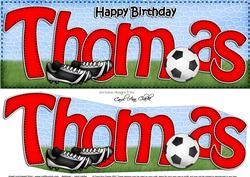 Large Dl Birthday Thomas Football Card & 3D Decoupage