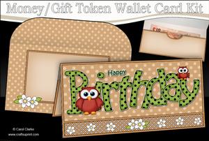 Birthday Little Hoot Owl Money or Gift Wallet Card Kit