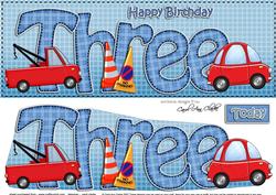 Large Dl 3rd Birthday Cars Card & 3D Decoupage