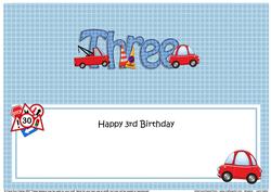 Large Dl 3rd Birthday Cars Insert