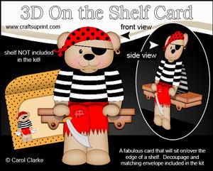 3D on the Shelf Card Kit - Austin Bear the Pirate