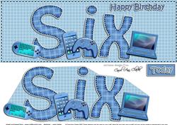 Large Dl 6th Birthday Gadgets N Gizmos Card & 3D Decoupage