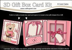 3D Livvy Bear's Coffee Break Gift Box Card Kit 3D Decoupage