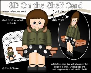 3D on the Shelf Card Kit - 1960s Mod Parka Girl Helen