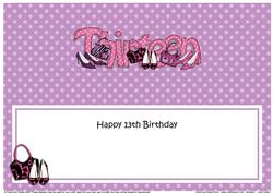 Large Dl 13th Birthday Shoes & Handbags Insert
