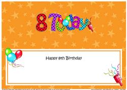 Large Dl 8th Birthday Celebrations Insert