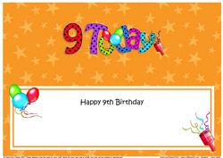 Large Dl 9th Birthday Celebrations Insert