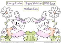 Little Girl Bunny Shaped Card