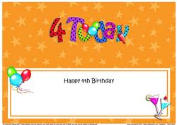 Large Dl 4th Birthday Celebrations Insert