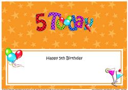Large Dl 5th Birthday Celebrations Insert