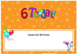 Large Dl 6th Birthday Celebrations Insert