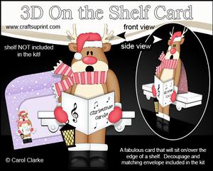 3D on the Shelf Card Kit - Christmas Carol Singing Rudolph