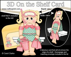 3D on the Shelf Card Kit - Little Snorkler Beach Girl Lara