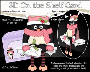 3D on the Shelf Card Kit - Christmas Pip Penguin Mistletoe