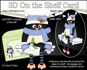 3D on the Shelf Card Kit - Christmas Pip Penguin Mistletoe
