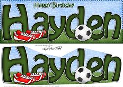 Large Dl Birthday Hayden Football Card & 3D Decoupage