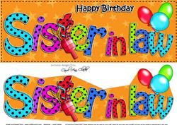 Large Dl Birthday Sister in Law Celebrations 3D Decoupage