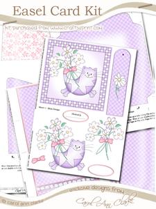Cute Cat Easel Card Kit with 3D Decoupage Topper