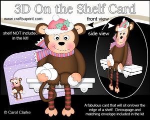 3D on the Shelf Card Kit - Christmas Snowballing Monkey