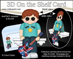 3D on the Shelf Card Kit - Little Rock N Roll Guitarist Max
