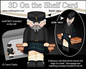 3D on the Shelf Card Kit - Old Man Scotsman Bryce in Kilt