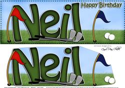 Large Dl Birthday Neil Golf Card & 3D Decoupage