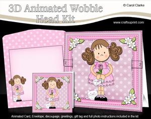 3D Animated Moveable Wobble Head Card Girlz Zoe's Rose
