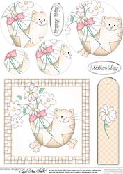 Cute Cat Quick Card with Circle Pyramage Topper