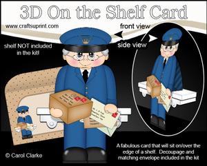 3D on the Shelf Card Kit - Little Old Man Postman Bernard