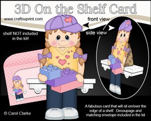 3D on the Shelf Card Kit - Little Building Blocks Girl Babs