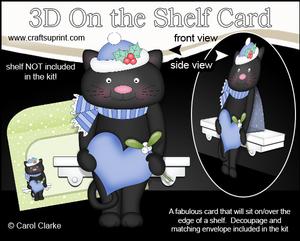 3D on the Shelf Card Kit - Christmas Little Cat Sooty