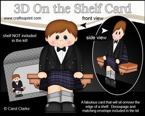 3D on the Shelf Card Kit - Little Scotsman Adrian in Kilt