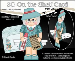 3D on the Shelf Card Kit - Gossip Galz - Old Lady Bingo Bess