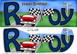 Large Dl Birthday Roy Racing Car & 3D Decoupage