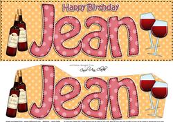 Large Dl Birthday Jean Wine & Glasses 3D Decoupage