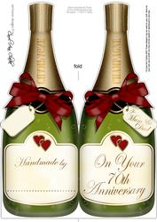 Large Dl 70th Anniversary Mum & Dad Champagne Shaped Card